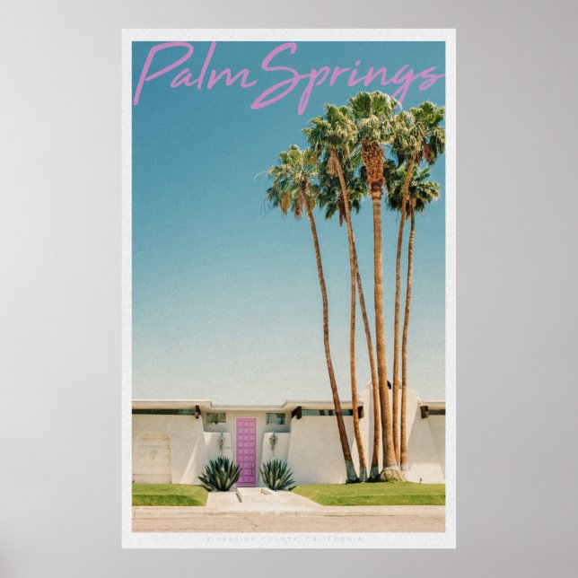 Retro Palm Springs Pink Door Poster (Front)