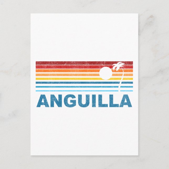 Retro Palm Tree Anguilla Postcard (Front)