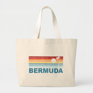 Retro Palm Tree Bermuda Large Tote Bag