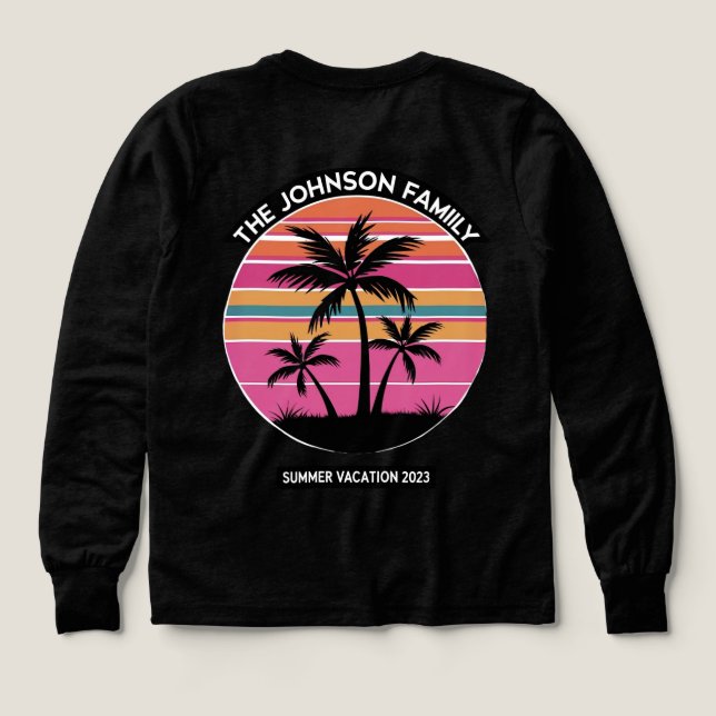 Retro Palm Tree Sunset - Family Vacation 2023 Desi (Design Back)