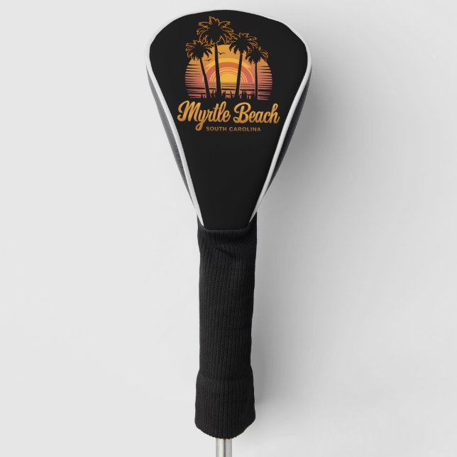 Retro Palm Tree Sunset South Carolina Myrtle Beach Golf Head Cover (Front)