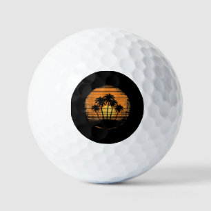 Retro Palm Tree Sunset Summer Beach Vintage Tropic Golf Balls