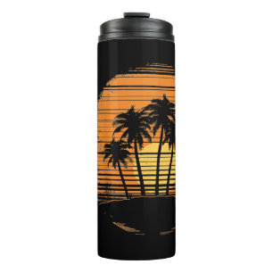 Retro Palm Tree Sunset Summer Beach Vintage Tropic Thermal Tumbler