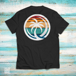 Retro Palm Tree Sunset Wave Tropical Coastal Beach T-Shirt