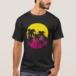 Retro Palm Trees Beach Sunset 80s Summer Vacation T-Shirt