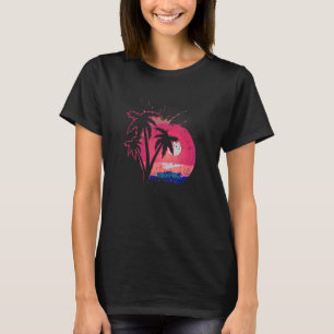 Retro Palm Trees Beach Sunset Tropical Summer Vaca T-Shirt
