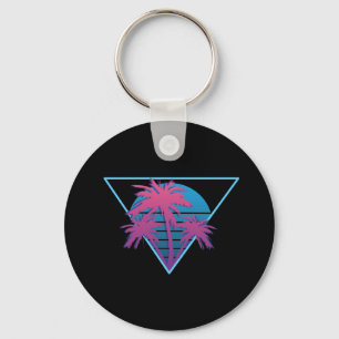 Retro Palm Trees Logo Key Ring