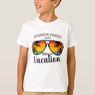 Retro Palm Trees Sunglasses Family Vacation  T-Shirt