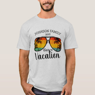 Retro Palm Trees Sunglasses Family Vacation T-Shirt