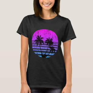 Retro Palm Trees Sunset Summer Vacation Beach T-Shirt