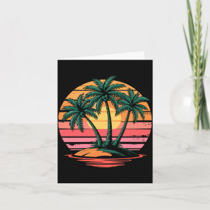 Retro palm trees sunset tropical summer for men card
