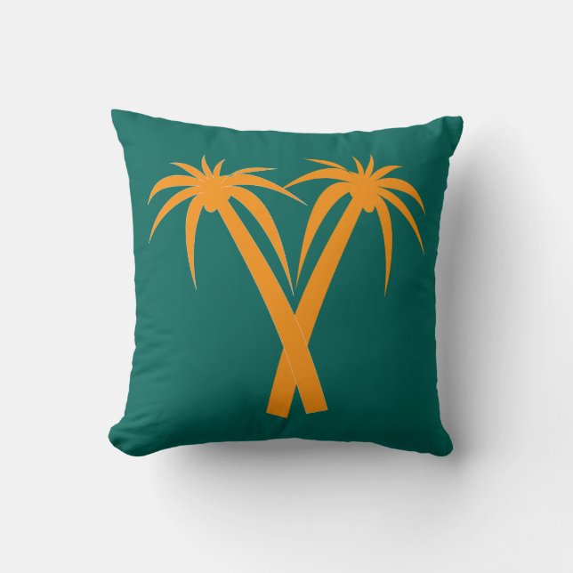 Retro Palm trees tropical orange Cushion (Front)