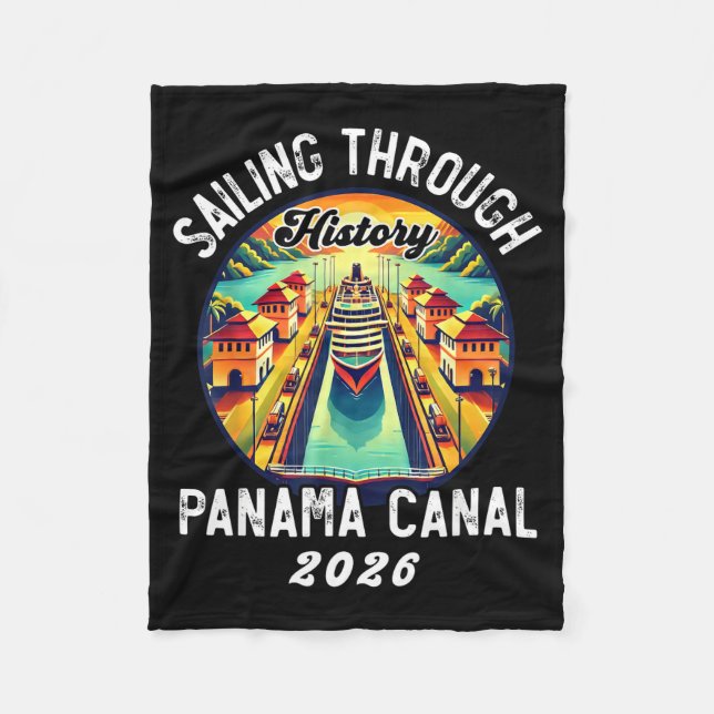 Retro Panama C Panama Waterway Sailing Cruising 20 Fleece Blanket (Front)