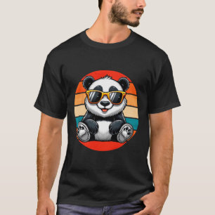 Retro Panda In Sungles Bbq Pool Party Funny Panda T-Shirt