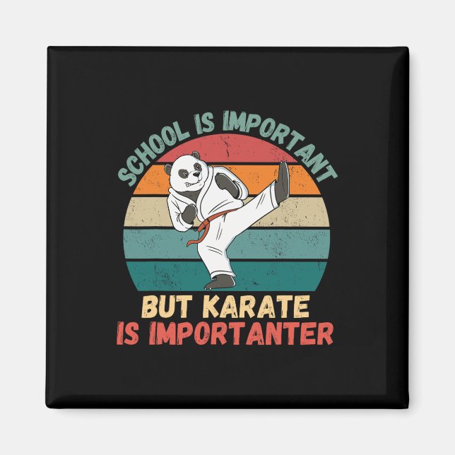 Retro Panda School Is Important Karate Is Importan Magnet (Front)