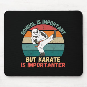 Retro Panda School Is Important Karate Is Importan Mouse Pad