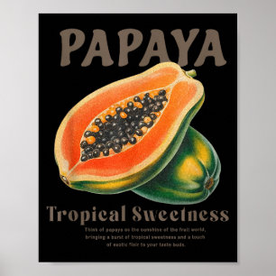 Retro Papaya Funny For Women Men,cottagecore Foodi Poster