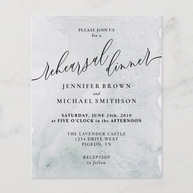 Retro Paper Greenery budget Rehearsal Dinner (Front)