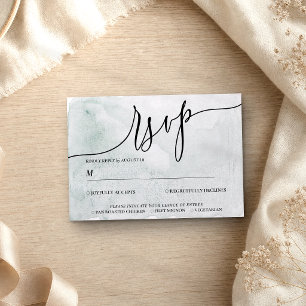 Retro Paper Greenery Simple Calligraphy Boho RSVP Card