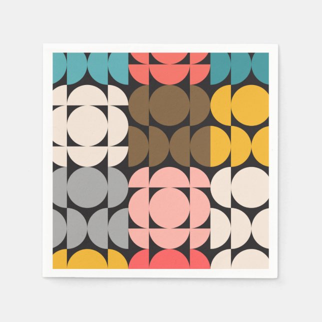 Retro Paper Napkin Mid-Century Modern Style (Front)