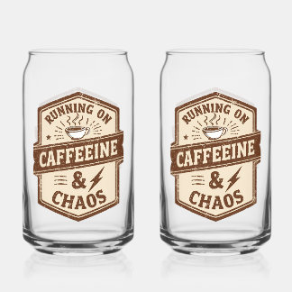 Retro Parent and Coffee Lover Humor Can Glass