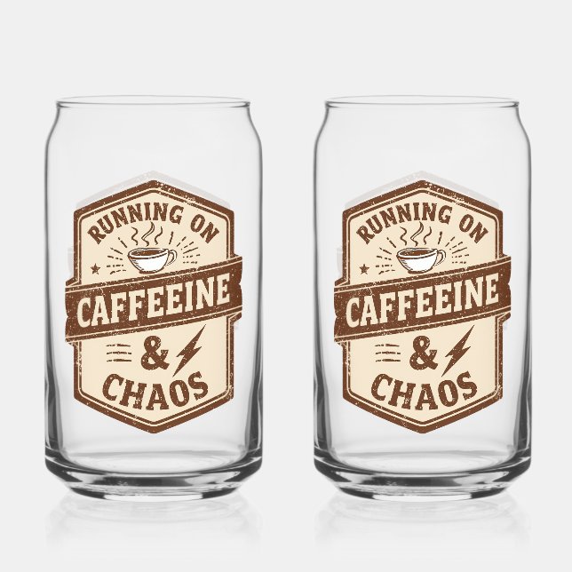 Retro Parent and Coffee Lover Humor Can Glass (Front)