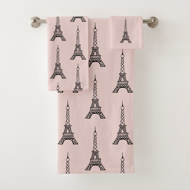 Retro Paris Eiffel Tower Bath Towels Set Gift (Insitu)