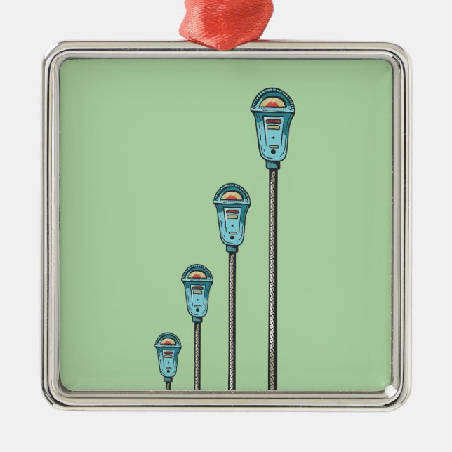 Retro parking meter metal tree decoration (Front)