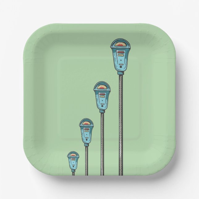 Retro parking meter paper plate (Front)