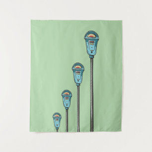 Retro parking meter tapestry
