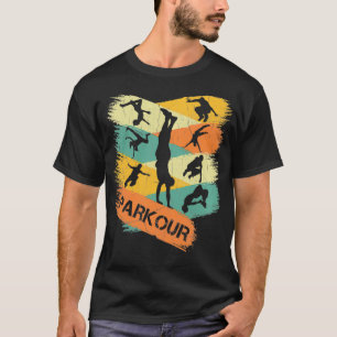 Retro Parkour for Boys Silhouette Vintage Free Ru T-Shirt