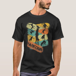 Retro Parkour For Boys Silhouette Vintage Free Run T-Shirt