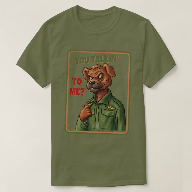 Retro Parody Dog – You Talkin’ to Me? T-Shirt (Design Front)