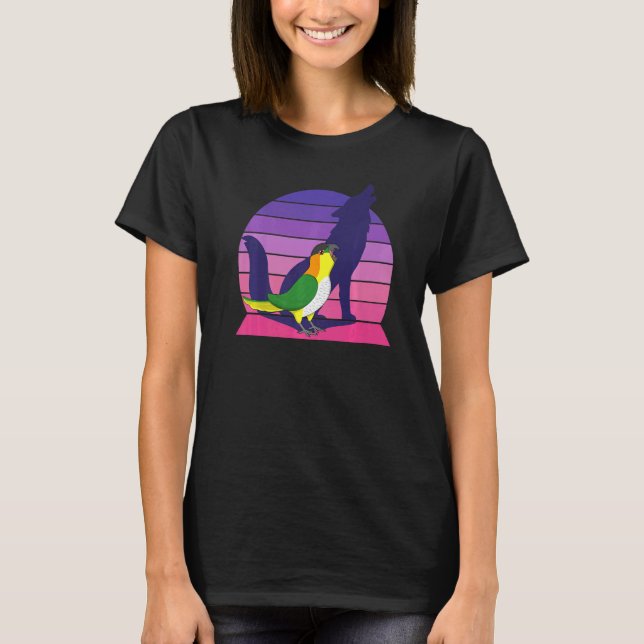Retro Parrot I Howling Wolf I Screaming Black head T-Shirt (Front)