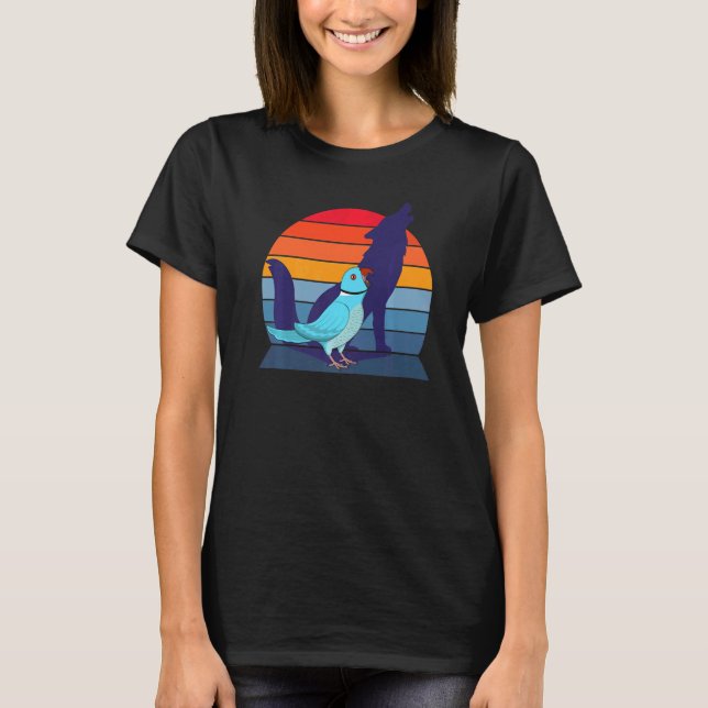 Retro Parrot I Howling Wolf I Screaming Blue India T-Shirt (Front)