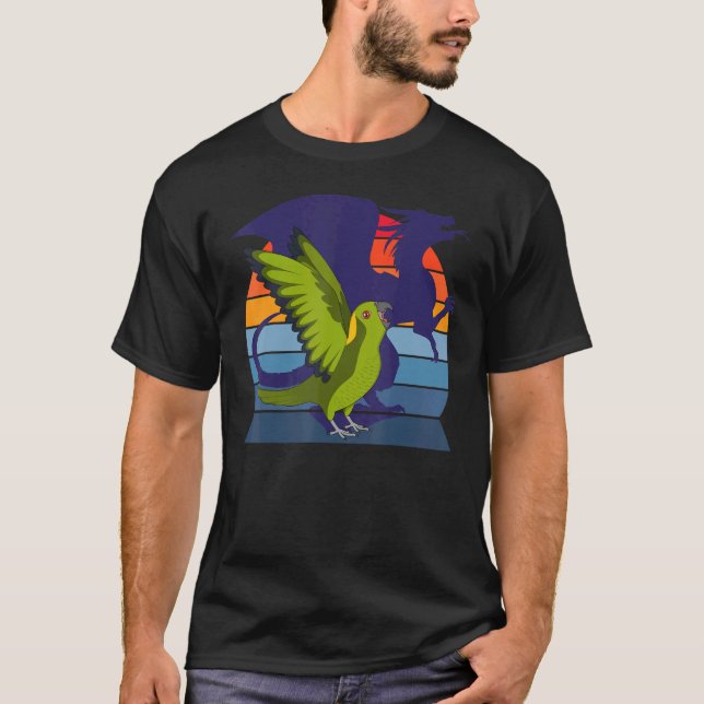 Retro Parrot I Winged Dragon I Yellow naped Amazon T-Shirt (Front)