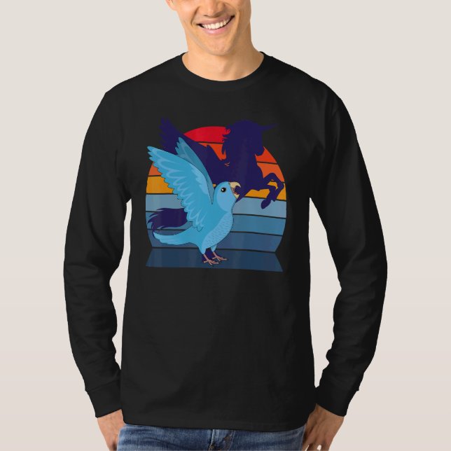 Retro Parrot I Winged Unicorn I Screaming Blue Par T-Shirt (Front)