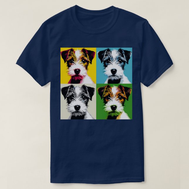 Retro Parson Russell Terrier Art Cute Puppy 1 T-Shirt (Design Front)