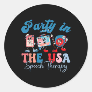 Retro Party In The Usa Speech Therapy Speech Istan Classic Round Sticker