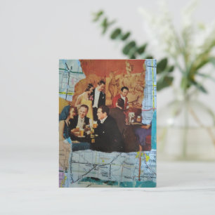 Retro Party Mixed Media Collage Postcard