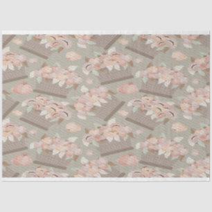 Retro Pastel Apple Blossom Basket Tissue Paper