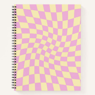 Retro Pastel Blue Checks Warped Checkered    Notebook