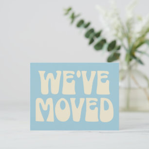 Retro Pastel Blue Minimalist Moved New Address  Po Postcard