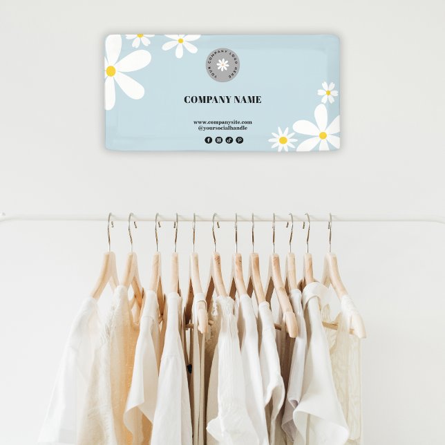 Retro Pastel Blue White Daisy Business Logo Event Banner (Creator Uploaded)