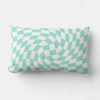 Retro Pastel Blue White Warped Check Chequered 