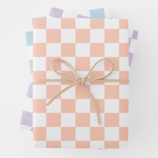 Retro Pastel Checkered Pattern Wrapping Paper Sheet