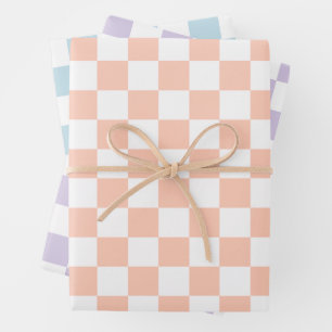 Retro Pastel Chequered Pattern Wrapping Paper Sheet