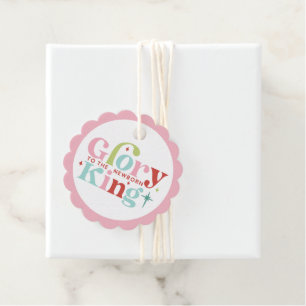 Retro Pastel Christmas Glory to the Newborn King Favour Tags