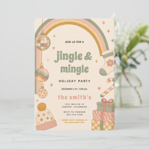 Retro Pastel Christmas Holiday Party Invitation