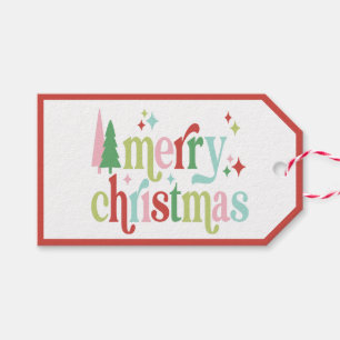 Retro Pastel Christmas Merry Christmas Gift Tags